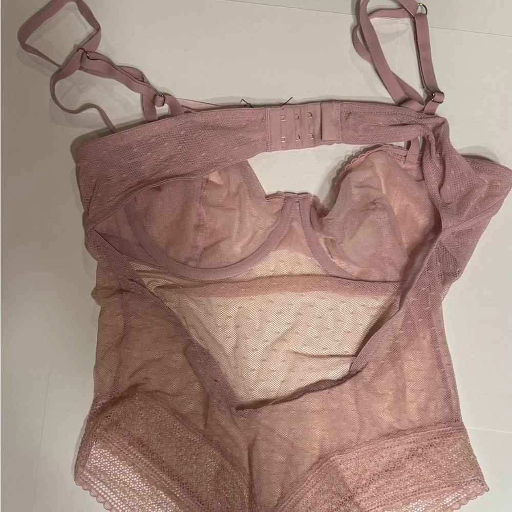 Victoria Secret Pink Lace Bodysuit. New. - Picture 2 of 6